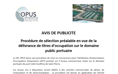 AVIS DE PUBLICITE AOT PORT DE PLAISANCE
