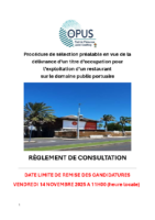 REGLEMENT DE CONSULTATION ACTIVITE DE RESTAURATION